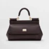 Dolce Gabbana D&G Women Mini Sicily Handbag in Dauphine Calfskin-Burgundy