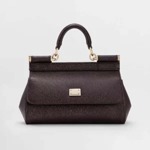 Dolce Gabbana D&G Women Mini Sicily Handbag in Dauphine Calfskin-Burgundy
