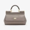 Dolce Gabbana D&G Women Mini Sicily Handbag in Dauphine Calfskin-Gray