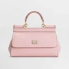 Dolce Gabbana D&G Women Mini Sicily Handbag in Dauphine Calfskin-Pink
