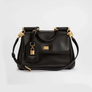 Dolce Gabbana D&G Women Small My Sicily Handbag in Plongé Calfskin-Black