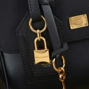 Dolce Gabbana D&G Women Small My Sicily Handbag in Plongé Calfskin-Black