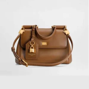 Dolce Gabbana D&G Women Small My Sicily Handbag in Plongé Calfskin-Brown