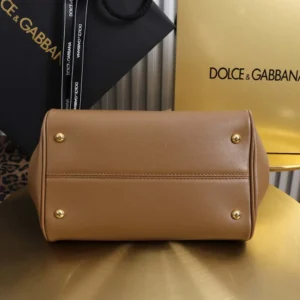 Dolce Gabbana D&G Women Small My Sicily Handbag in Plongé Calfskin-Brown