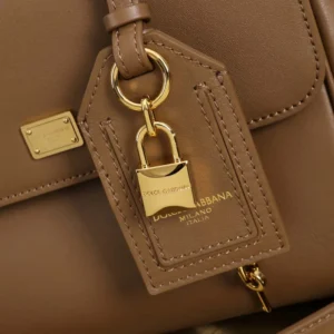 Dolce Gabbana D&G Women Small My Sicily Handbag in Plongé Calfskin-Brown