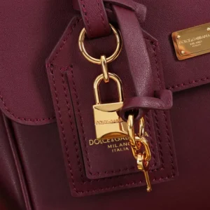Dolce Gabbana D&G Women Small My Sicily Handbag in Plongé Calfskin-Burgundy