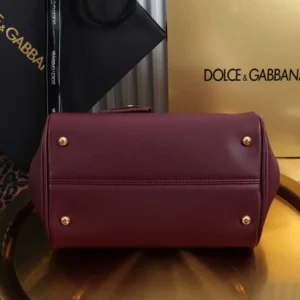 Dolce Gabbana D&G Women Small My Sicily Handbag in Plongé Calfskin-Burgundy
