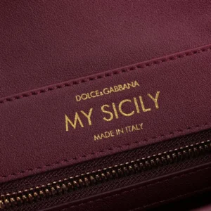 Dolce Gabbana D&G Women Small My Sicily Handbag in Plongé Calfskin-Burgundy