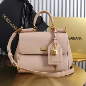 Dolce Gabbana D&G Women Small My Sicily Handbag in Plongé Calfskin-Pink