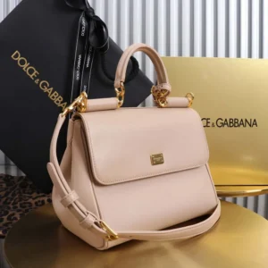 Dolce Gabbana D&G Women Small My Sicily Handbag in Plongé Calfskin-Pink