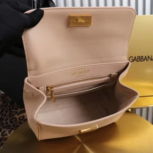 Dolce Gabbana D&G Women Small My Sicily Handbag in Plongé Calfskin-Pink