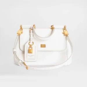 Dolce Gabbana D&G Women Small My Sicily Handbag in Plongé Calfskin-White