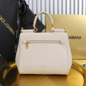 Dolce Gabbana D&G Women Small My Sicily Handbag in Plongé Calfskin-White
