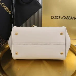 Dolce Gabbana D&G Women Small My Sicily Handbag in Plongé Calfskin-White