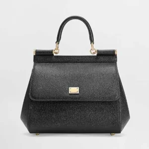 Dolce Gabbana D&G Women Small Sicily Handbag in Dauphine Calfskin-Black