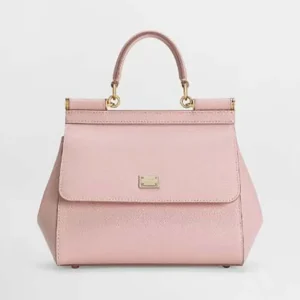 Dolce Gabbana D&G Women Small Sicily Handbag in Dauphine Calfskin-Pink