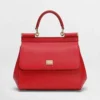Dolce Gabbana D&G Women Small Sicily Handbag in Dauphine Calfskin-Red