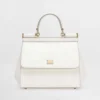 Dolce Gabbana D&G Women Small Sicily Handbag in Dauphine Calfskin-White
