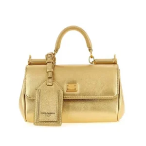 Dolce Gabbana D&G Women Mini My Sicily Calfskin Handbag-Gold