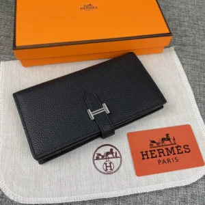 Hermes Unisex Bearn Wallet in Epsom Calfskin-Black H039078CK