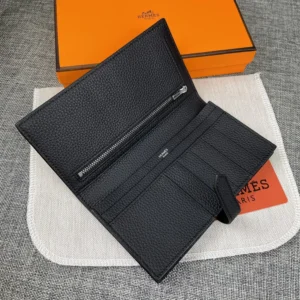 Hermes Unisex Bearn Wallet in Epsom Calfskin-Black H039078CK