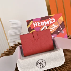Hermes Unisex New H Passant Compact Wallet-Pink