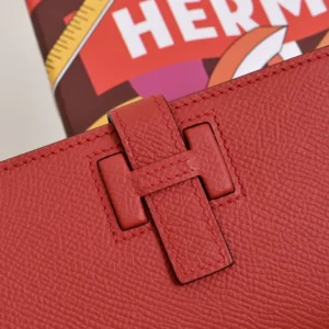 Hermes Unisex New H Passant Compact Wallet-Pink