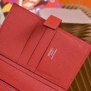 Hermes Unisex New H Passant Compact Wallet-Pink