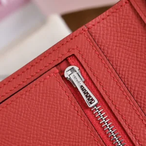 Hermes Unisex New H Passant Compact Wallet-Pink