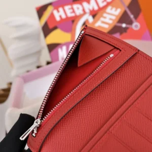 Hermes Unisex New H Passant Compact Wallet-Pink