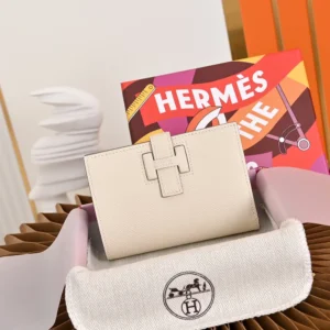 Hermes Unisex New H Passant Compact Wallet-White