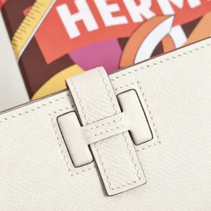 Hermes Unisex New H Passant Compact Wallet-White