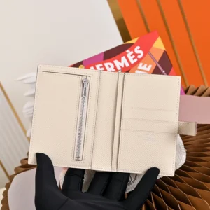 Hermes Unisex New H Passant Compact Wallet-White