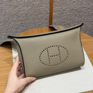 Hermes Unisex Videpoches Bag in Togo Calfskin-Beige Marfa