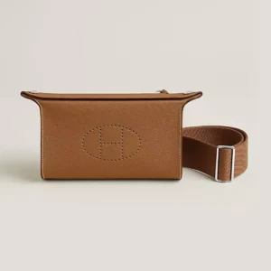 Hermes Unisex Videpoches Bag in Togo Calfskin-Brown