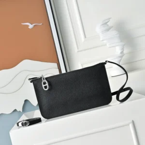 Hermes Unisex Zipengo Chaine D'Ancre To Go Pouch-Black/Silver