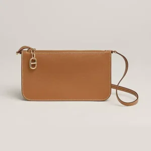 Hermes Unisex Zipengo Chaine D'Ancre To Go Pouch-BrownGold