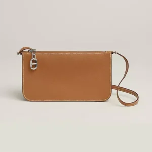 Hermes Unisex Zipengo Chaine D'Ancre To Go Pouch-BrownSilver