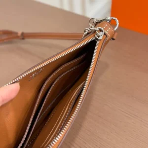Hermes Unisex Zipengo Chaine D'Ancre To Go Pouch-BrownSilver
