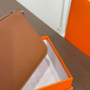Hermes Unisex Zipengo Chaine D'Ancre To Go Pouch-BrownSilver