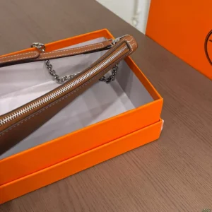Hermes Unisex Zipengo Chaine D'Ancre To Go Pouch-BrownSilver
