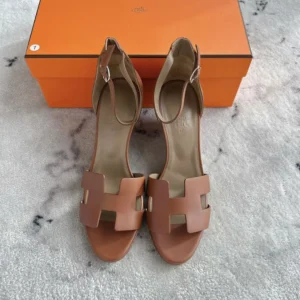 Hermes Women Legend Sandal in Calfskin-Brown H172196Z