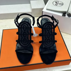 Hermes Women Nymphe 70 Sandal-Black H262086Z 02355
