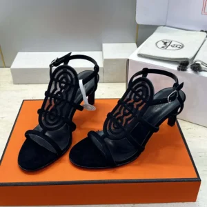 Hermes Women Nymphe 70 Sandal-Black H262086Z 02355