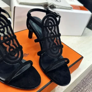 Hermes Women Nymphe 70 Sandal-Black H262086Z 02355
