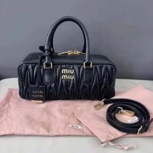 Miu Miu Women Arcadie Matelassé Nappa Leather Bag Black