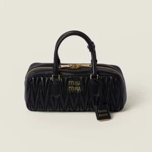 Miu Miu Women Arcadie Matelassé Nappa Leather Bag Black