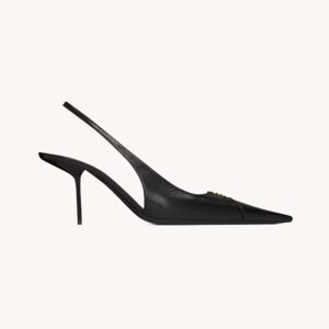 Saint Laurent YSL Women Babylone Breteuil Slingback Pumps in Smooth Leather 7.5cm Heel