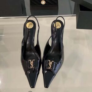 Saint Laurent YSL Women Babylone Breteuil Slingback Pumps in Smooth Leather 7.5cm Heel
