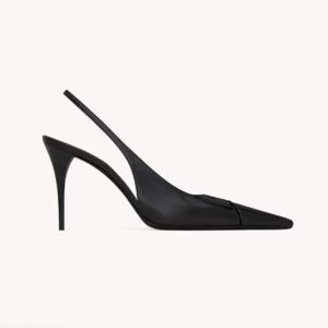 Saint Laurent YSL Women Babylone Breteuil Slingback Pumps in Smooth Leather 9cm Heel